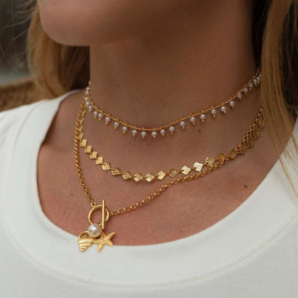 Colar Fecho Frontal Summer Ouro 18K / Ródio Branco